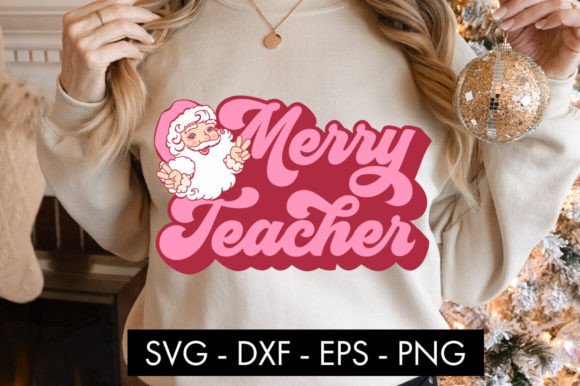Merry Teacher: A Groovy Retro Christmas Embroidery Design